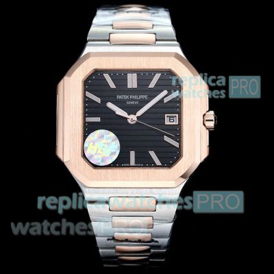 HBF Factory Copy Patek Philippe Cubitus Swiss 9015 Half Rose Gold Black Face Watch 45mm 